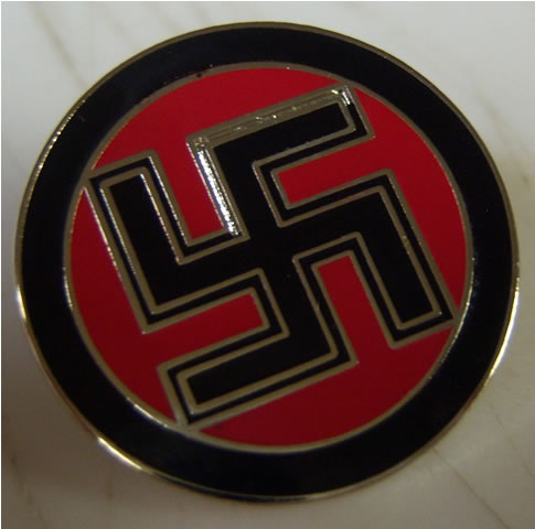 Nazi WW II Red and Black Swastika Pin